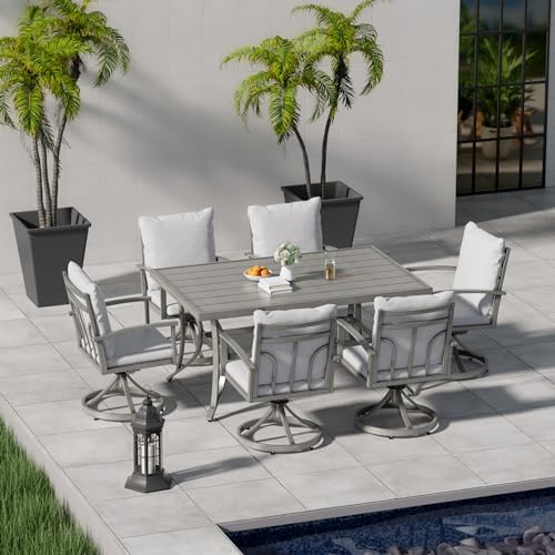 Patio Dining Table for 6, Large Rectangle 60"×36.2", Patio Aluminum Slat Dining - Image 2