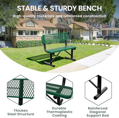 4 Feet Heavy Duty Metal Park Bench - Image 3