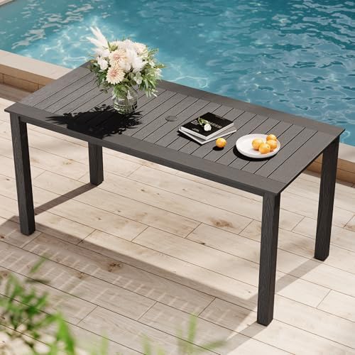 YEFU Outdoor Dining Table for 6, All-Weather HIPS, Aluminum Frame by YEFU
