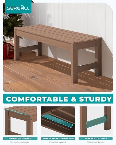 SERWALL 47 Inches Backless Outdoor Bench - Image 6