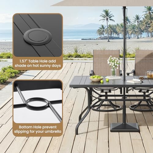 Soohow Outdoor Dining Table 60"x35", Rectangle Patio Table - Image 5