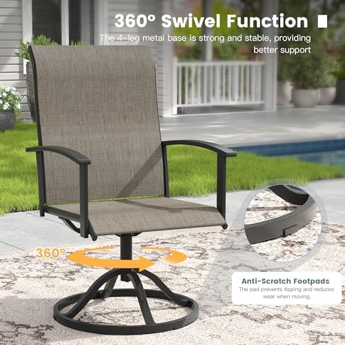 DIFY Outdoor Dining Set for 6, 59.2" Rectangle Table & Swivel Chairs - Image 3