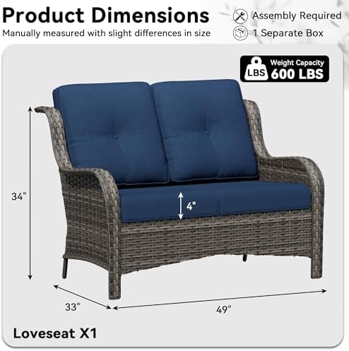 Wicker Patio Loveseat, 2 Seat Outdoor Couch - Image 3
