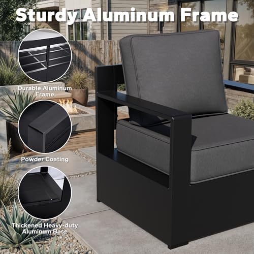 Outdoor Aluminum Furniture Set, 4-Piece Patio Conversation Set, 2 Chairs - Image 3