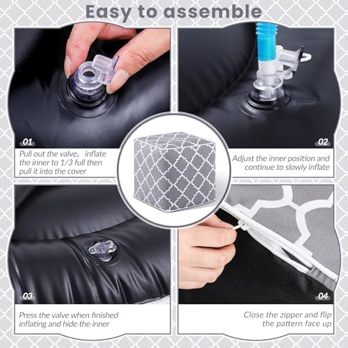 2 Pack Inflatable Outdoor Ottoman Pouf Waterproof Cube 16" Square Blow up - Image 4