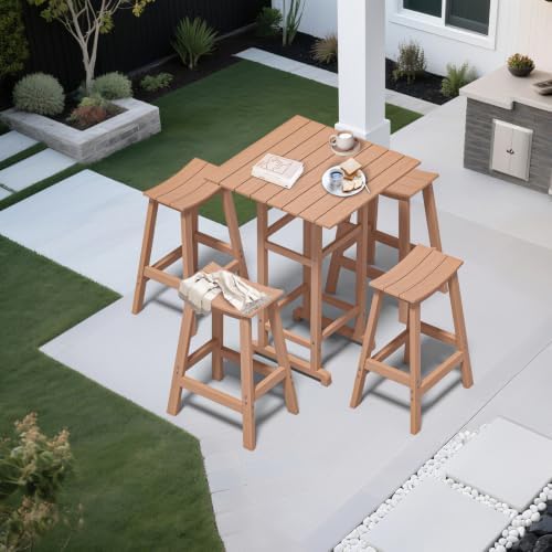 Bar Stools Set of 2, HDPE Saddle Bar Stools - Image 3