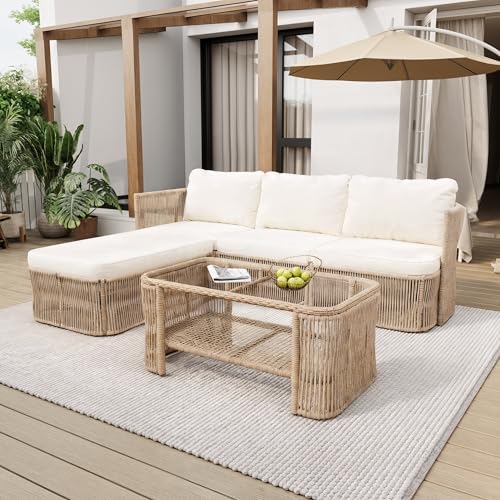 VilroCaz Outdoor PE Rattan Patio Furniture Sectional Sofa Set by VilroCaz