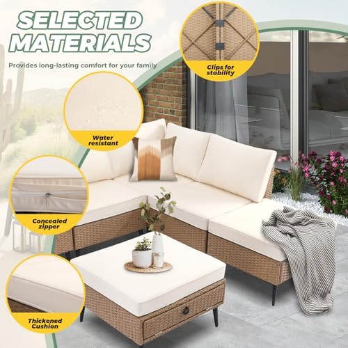LVUYOYO 8 Pieces Outdoor Patio Furniture Set, Wicker Sectional Sofa Set - Image 4