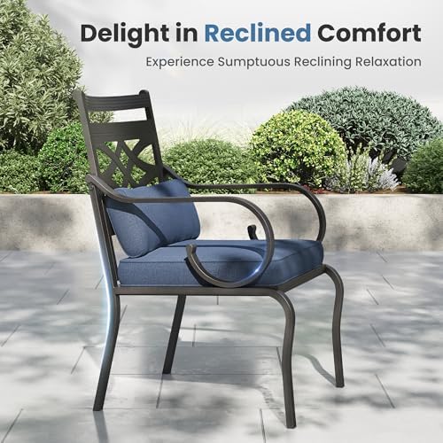 PHI VILLA Patio Dining Set, Metal Table - Image 4