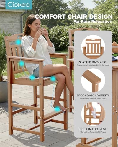 Ciokea 3Pcs Bistro Table and Chairs, All-Weather Square High Top Bar Table - Image 6