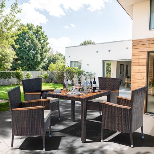 Shintenchi 5 PCS Patio Dining Set, Wicker Outdoor Table and Chairs - Image 5