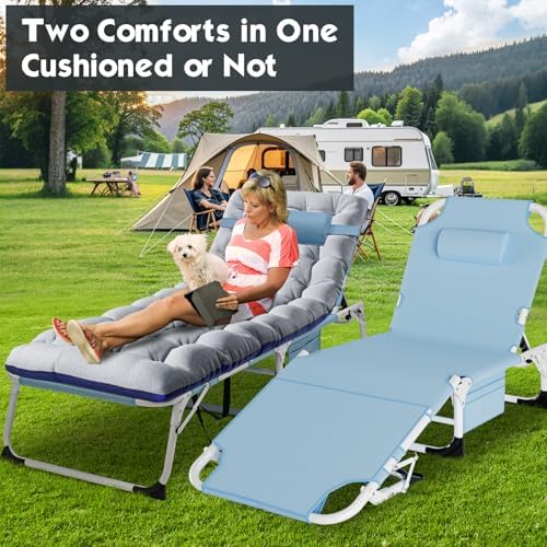 MOPHOTO Folding Chaise Lounge, 5-Position Tanning Chair - Image 3