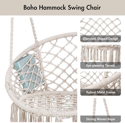 ANOW Patio Macrame Hammock Chair - Image 4