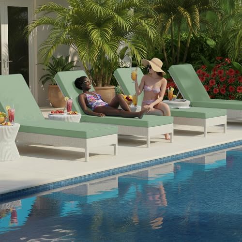 Outdoor Chaise Lounge Cushions Set of 4, Sage Green - Image 2