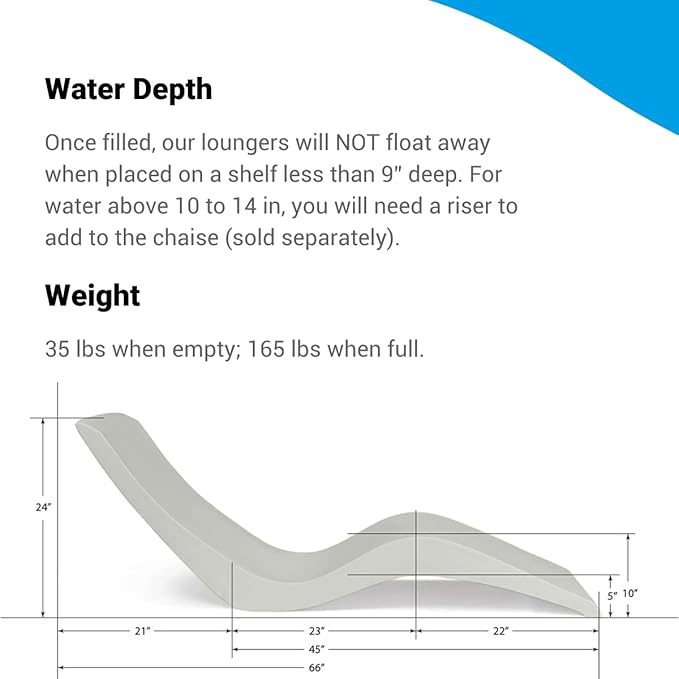 Aqua Outdoors - in-Pool Chaise Lounger - Inside Pool & Sun Shelf Lounge Chair - Designed for Water Depths Up to 9” - Compatible with All Types - Poolside & Sun Deck Tanning - White Granite