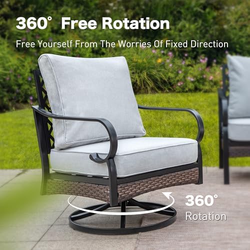 Metal Patio Furniture Set with Fire Pit, Light Grey - Image 6