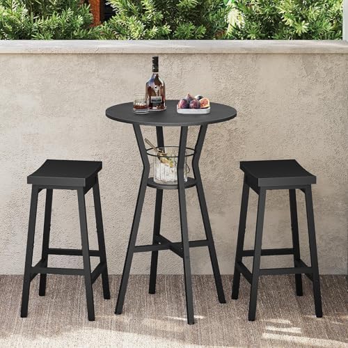 YATINEY Bar Table, 2-Tier Round High Top Table, Pub Table, Home Bar Counter - Image 2