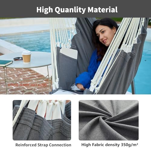 XL Hammock Chair with Footrest, Steel Spreader Bar, 500 lb Capacity - Image 3