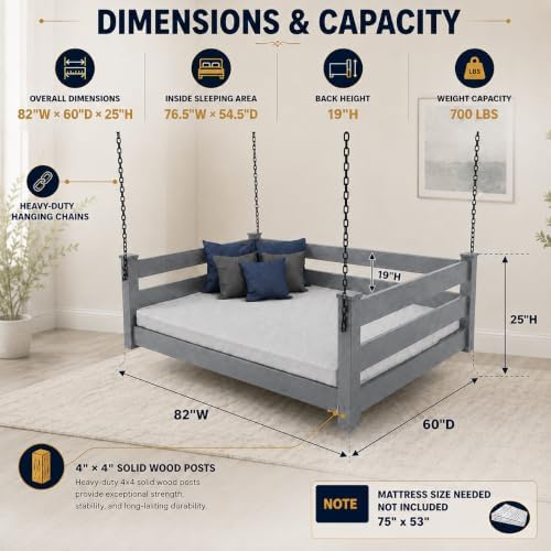 Amish Made Graphite Full Bed Hanging Daybed Made in USA - Image 2