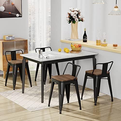 HAOBO Home 18" Metal Bartools Set of 4, Classroom Stools Low Back Bar Stool - Image 4