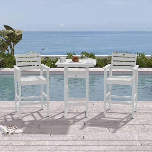 Patio Bar Table, Adirondack Chairs and Table 4 Pieces Set, Outdoor Bar Stools - Image 2