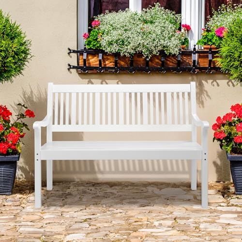 VINGLI 50" Outdoor Wood Bench, Weatehr Resistant Wooden Garden Patio Bench - Image 7