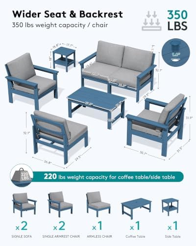 SERWALL HDPE Outdoor Patio Furniture Set Outdoor Couch - Image 2