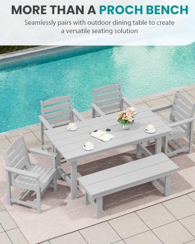 SERWALL 2-Person Backless Outdoor Bench 56 Inches - Image 7