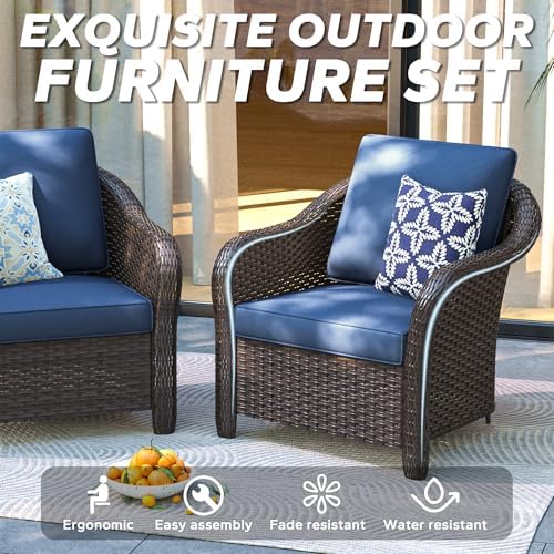 4 Piece Patio Furniture Set, Wicker Outdoor Conversation Set - Image 5