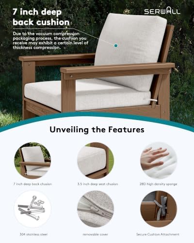 SERWALL HDPE Outdoor Patio Furniture Set Outdoor Couch - Image 4