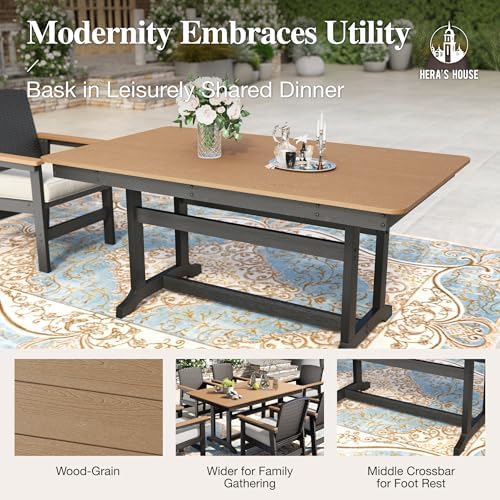 7PC Patio Dining Set for 6, HDPE Outdoor Table & 6 Chairs - Image 5