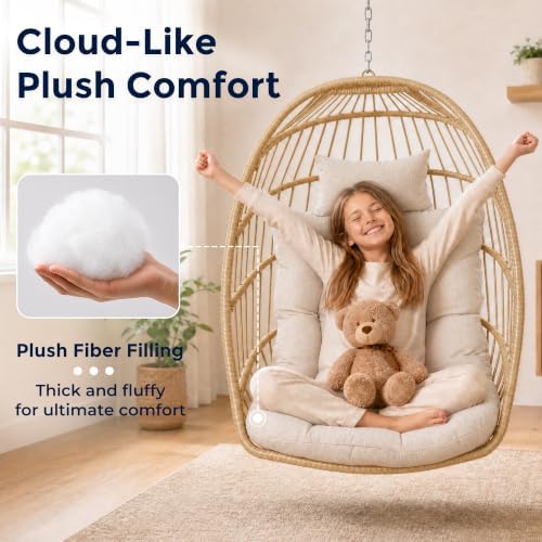SWITTE Egg Chair Outdoor with Stand, Indoor Wicker Hanging Egg Swing - Image 4