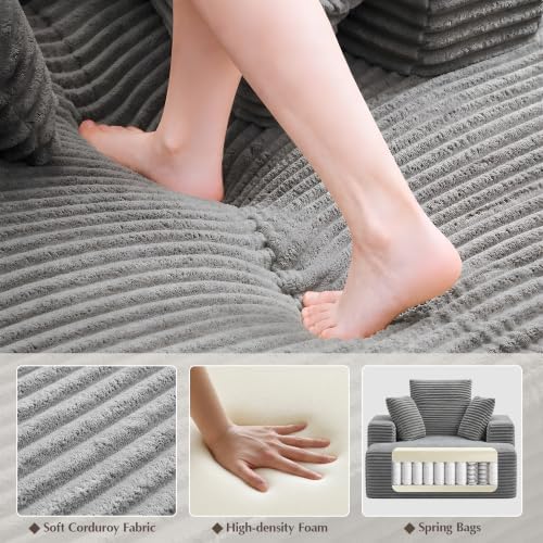 Boneless Couch Chaise Lounge Chair, Plush Corduroy Reading Chair - Image 4