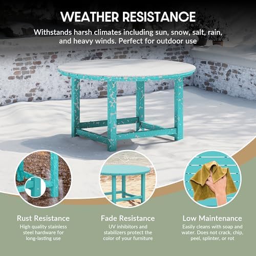 Malibu Low Outdoor HDPE Round Patio Coffee Table - Image 4