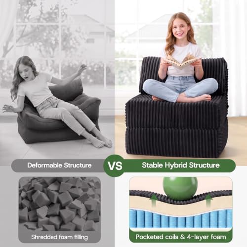 Folding Sofa Bed Convertible 4 in 1 Sleeper Chair Black Single - Image 3