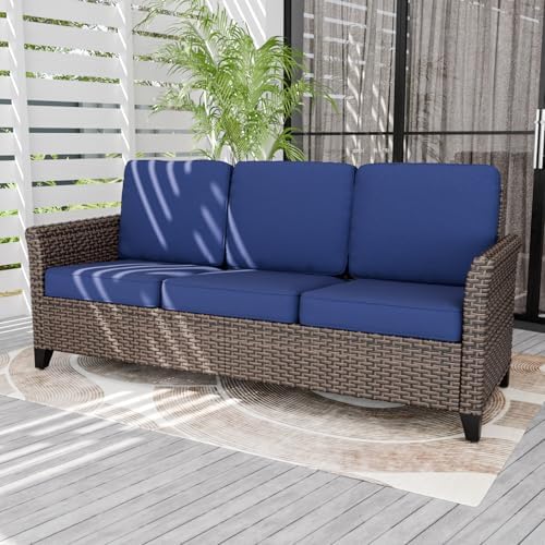 Wicker Patio Sofa, Outdoor Furniture Couch, 3 Seat by INTERHUT