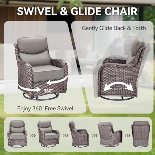 2-Piece Wicker Swivel Rocker Chairs - Image 3