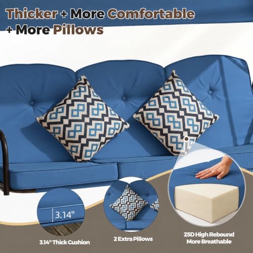3 Seat Patio Swing with Canopy, 3-in-1 Outdoor Porch Swing Chair with - Image 2
