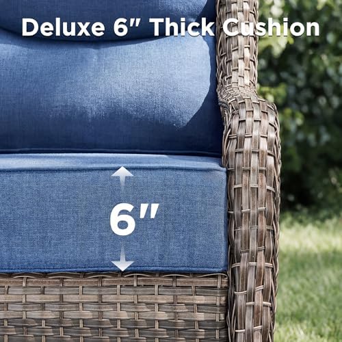 Luxury Wicker Patio Furniture Set-High Back Outdoor Swivel Chairs Set of 2 - Image 5