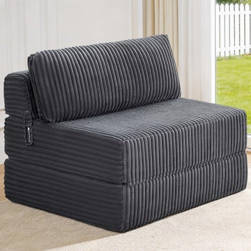 Folding Sofa Bed Convertible 4 in 1 Sleeper Chair Gray Twin by MEGAYESHome
