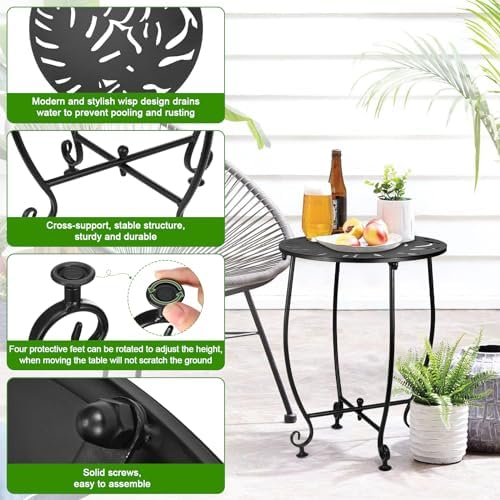 17Inch Height Patio Side Table, Outdoor Metal Side Tables, Weather Resistant - Image 5