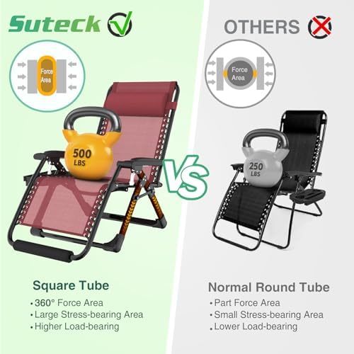 Suteck Oversized Zero Gravity Chair, 500LBS 29In XL Outdoor Recliner Chairs - Image 6