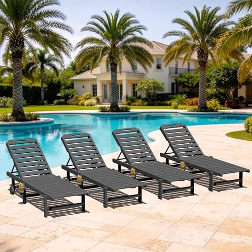SERWALL HDPE Patio Chaise Lounge Set of 4 by SERWALL