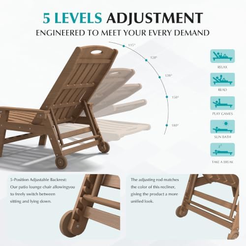 Domi Lounge Chair Outdoor Pool Patio Chaise Lounge Chairs Outside - Image 3