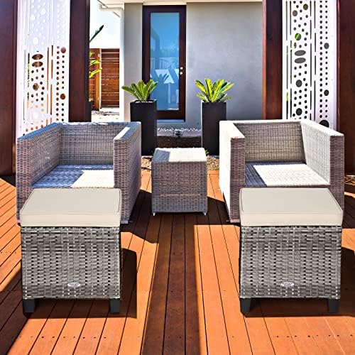 RELAX4LIFE 2-Piece Patio Rattan Ottomans - Image 2