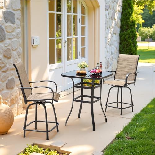 Devoko Patio Bar Stools Set of 2 All-Weather Outdoor Patio Furniture Set - Image 7
