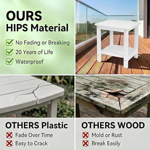 Y&M Outdoor Side Table, HIPS Adirondack Small Double Layer Table, Waterproof - Image 6