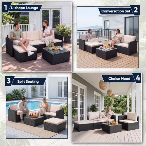 Greesum 3 Piece Patio Furniture Set Outdoor Wicker Rattan Sectional Sofa - Image 7