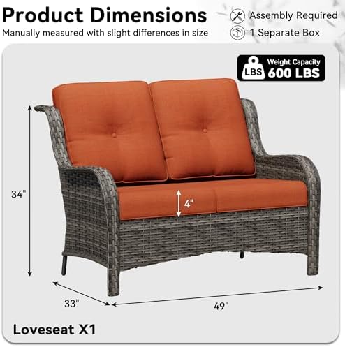 Wicker Patio Loveseat, 2 Seat Outdoor Couch - Image 3