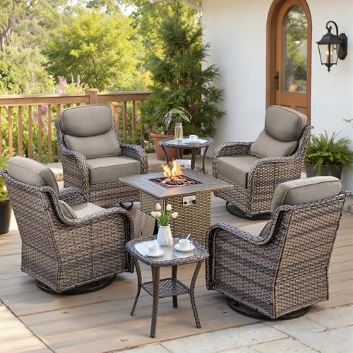 Luxury 6" Thick Cushioned Outdoor Swivel Rocker Chairs Set of 4 by Belord